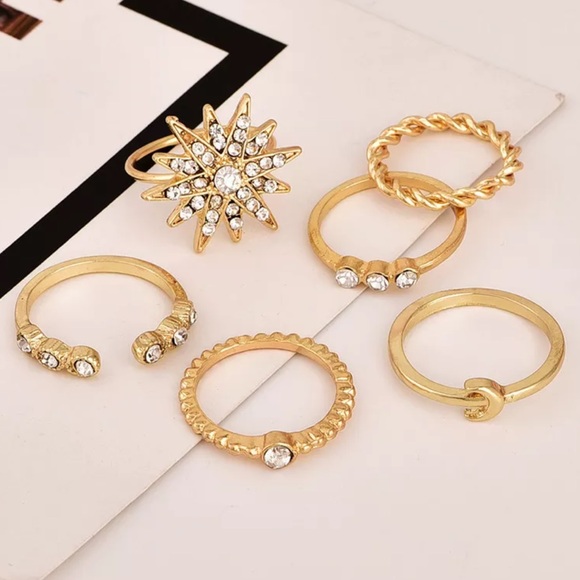 {MONIQUE} boho retro star crescent moon midi ring - Picture 5 of 7